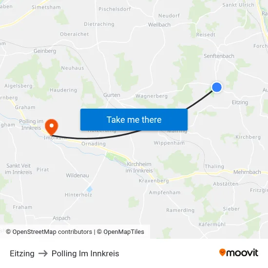 Eitzing to Polling Im Innkreis map
