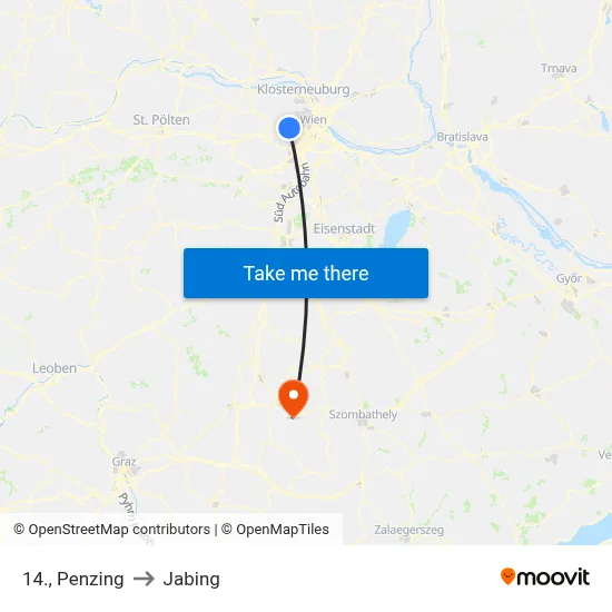 14., Penzing to Jabing map