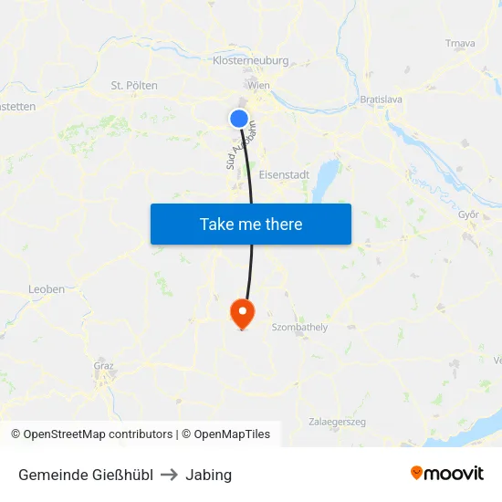 Gemeinde Gießhübl to Jabing map