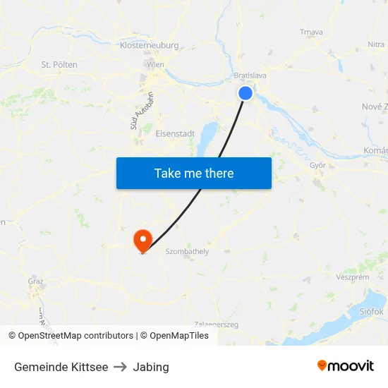 Gemeinde Kittsee to Jabing map