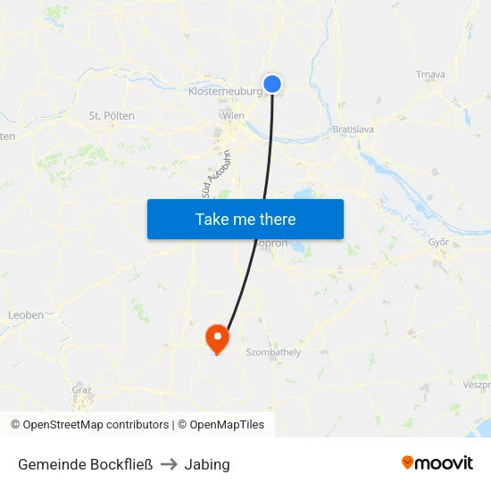 Gemeinde Bockfließ to Jabing map