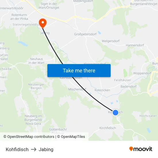 Kohfidisch to Jabing map