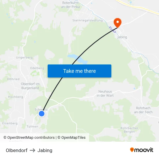 Olbendorf to Jabing map