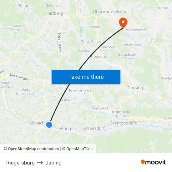 Riegersburg to Jabing map