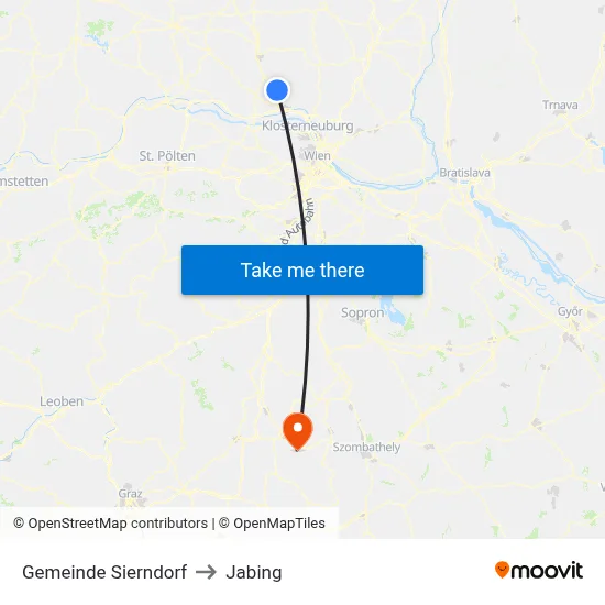 Gemeinde Sierndorf to Jabing map