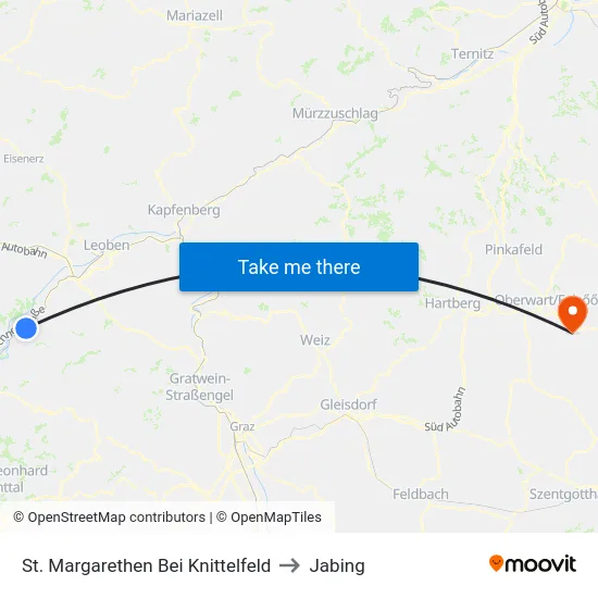 St. Margarethen Bei Knittelfeld to Jabing map