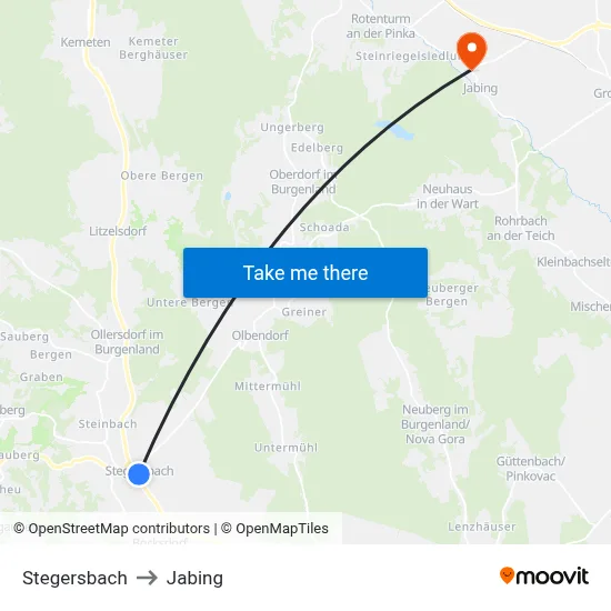 Stegersbach to Jabing map
