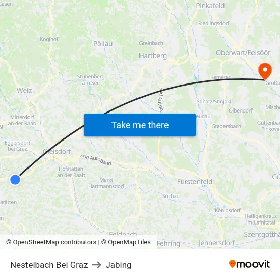 Nestelbach Bei Graz to Jabing map
