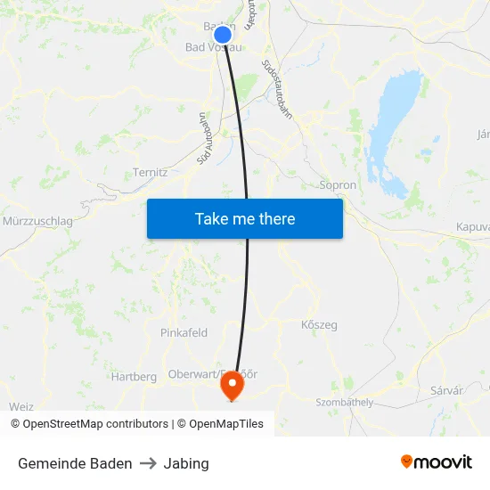 Gemeinde Baden to Jabing map