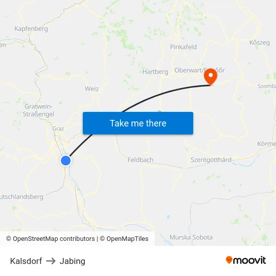Kalsdorf to Jabing map