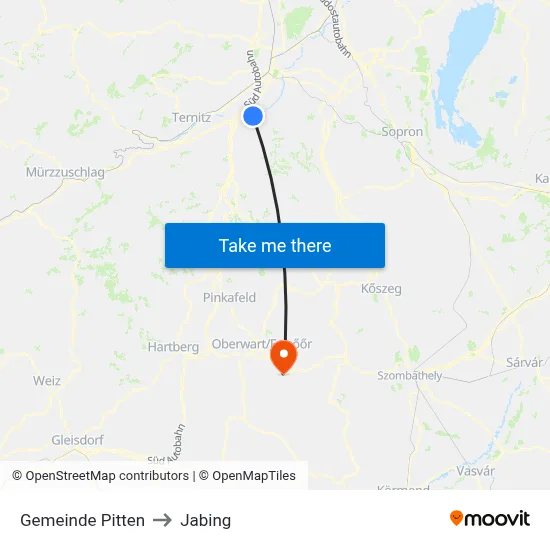 Gemeinde Pitten to Jabing map