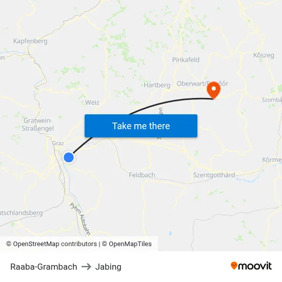 Raaba-Grambach to Jabing map
