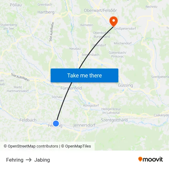 Fehring to Jabing map