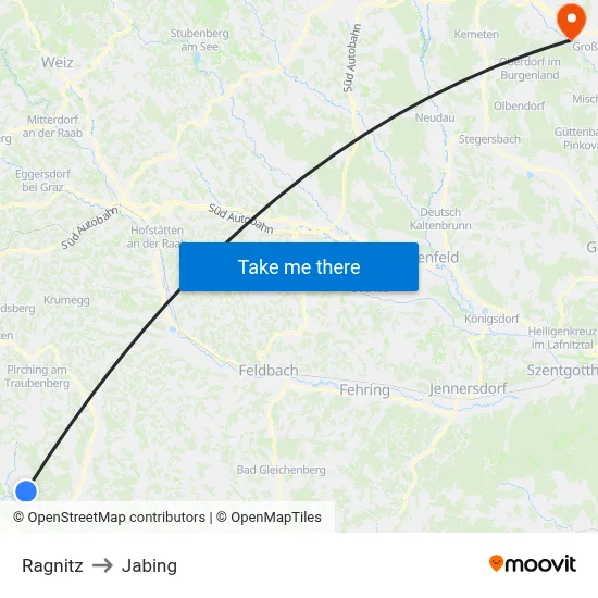 Ragnitz to Jabing map