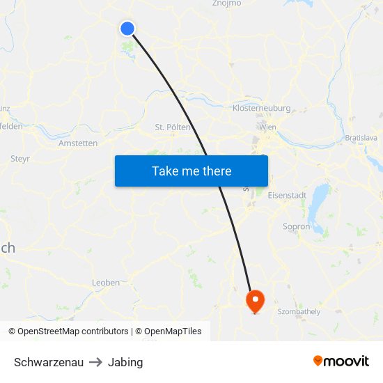 Schwarzenau to Jabing map
