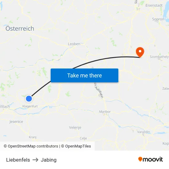 Liebenfels to Jabing map