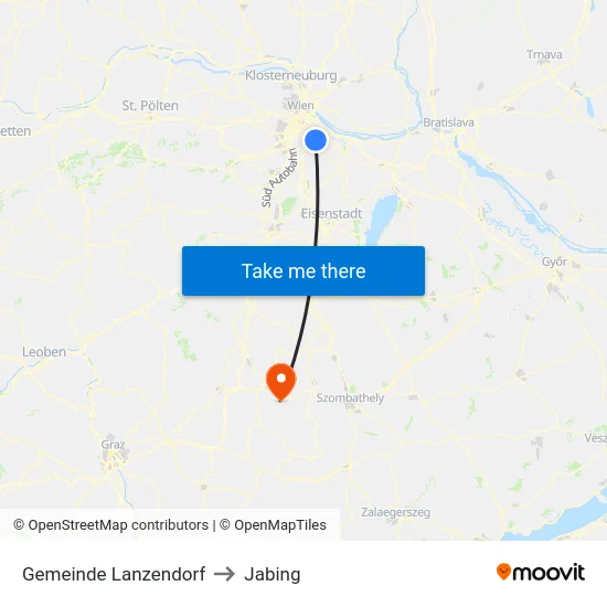 Gemeinde Lanzendorf to Jabing map