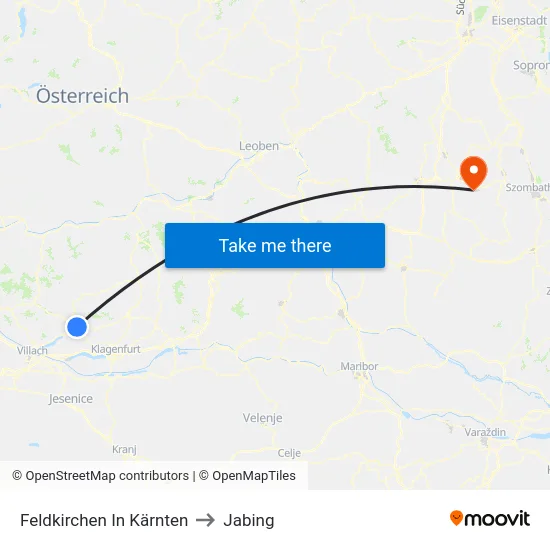 Feldkirchen In Kärnten to Jabing map