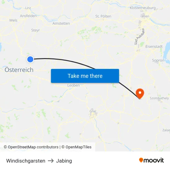 Windischgarsten to Jabing map