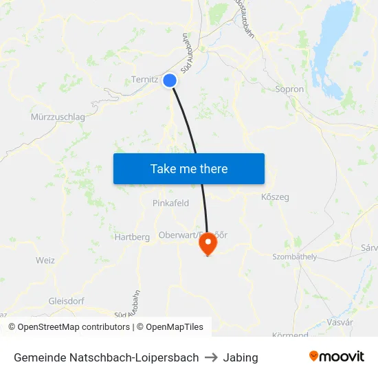 Gemeinde Natschbach-Loipersbach to Jabing map