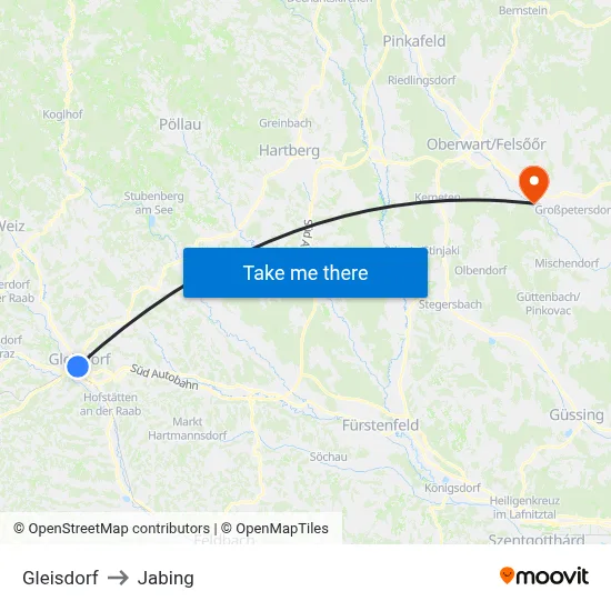 Gleisdorf to Jabing map