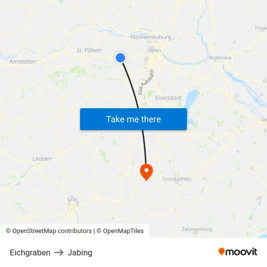 Eichgraben to Jabing map