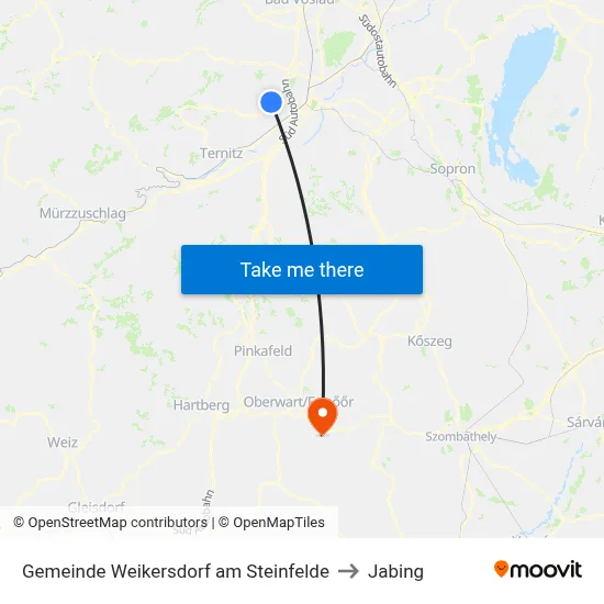 Gemeinde Weikersdorf am Steinfelde to Jabing map