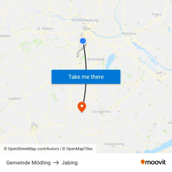 Gemeinde Mödling to Jabing map