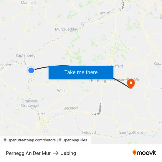 Pernegg An Der Mur to Jabing map
