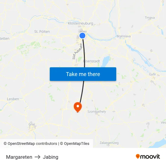 Margareten to Jabing map