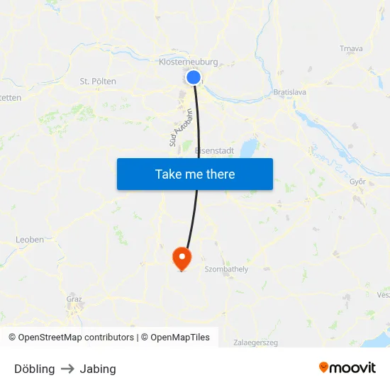 Döbling to Jabing map