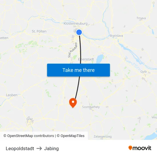 Leopoldstadt to Jabing map