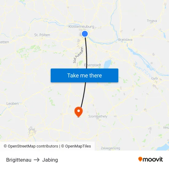 Brigittenau to Jabing map