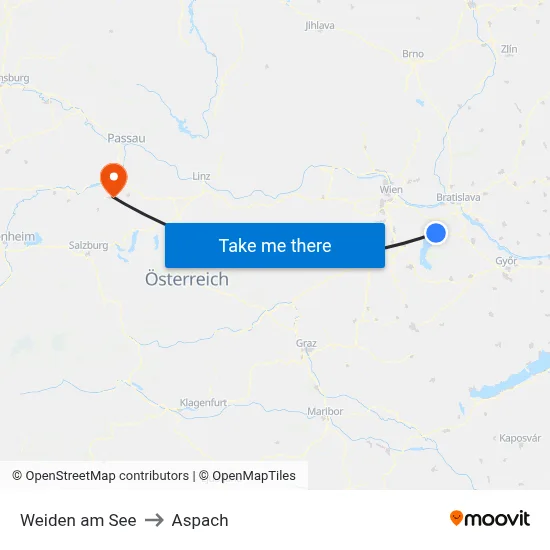 Weiden am See to Aspach map