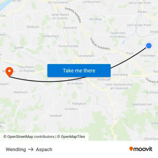 Wendling to Aspach map