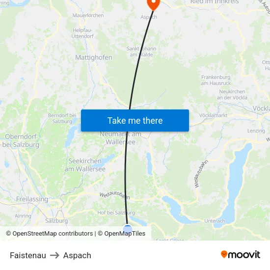 Faistenau to Aspach map