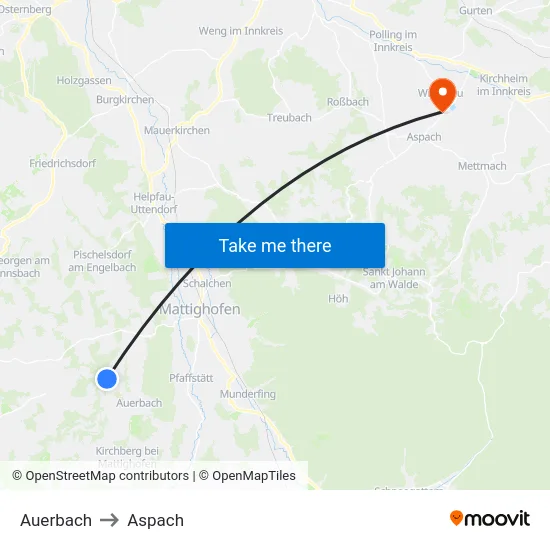Auerbach to Aspach map