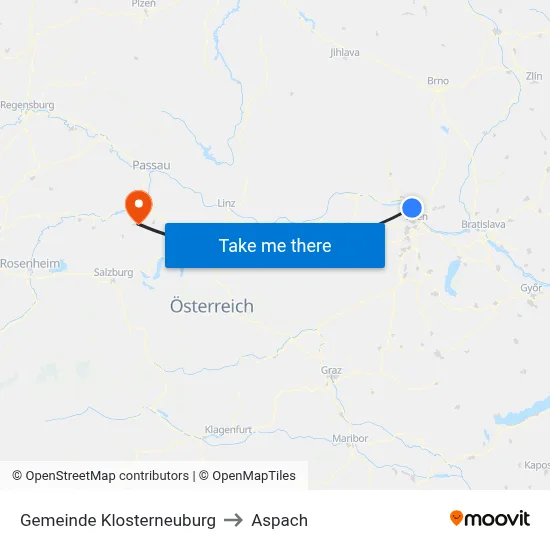 Gemeinde Klosterneuburg to Aspach map