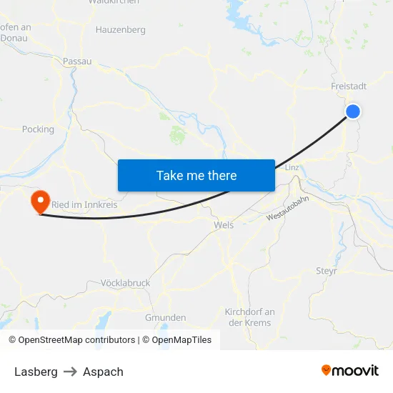 Lasberg to Aspach map