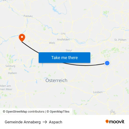 Gemeinde Annaberg to Aspach map