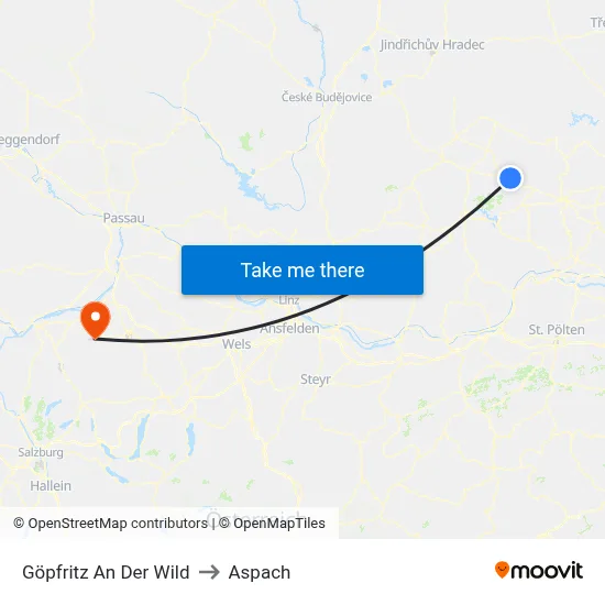 Göpfritz An Der Wild to Aspach map