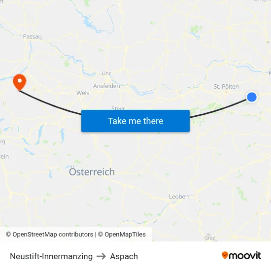 Neustift-Innermanzing to Aspach map