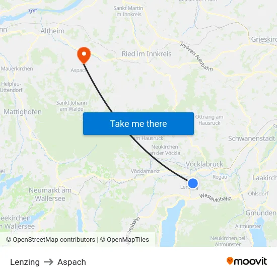 Lenzing to Aspach map