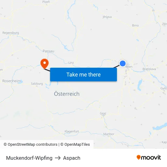Muckendorf-Wipfing to Aspach map