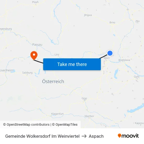 Gemeinde Wolkersdorf Im Weinviertel to Aspach map
