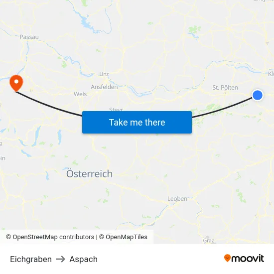 Eichgraben to Aspach map