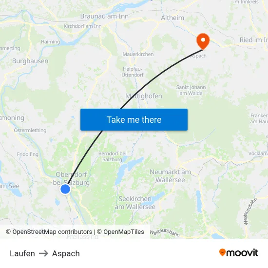 Laufen to Aspach map