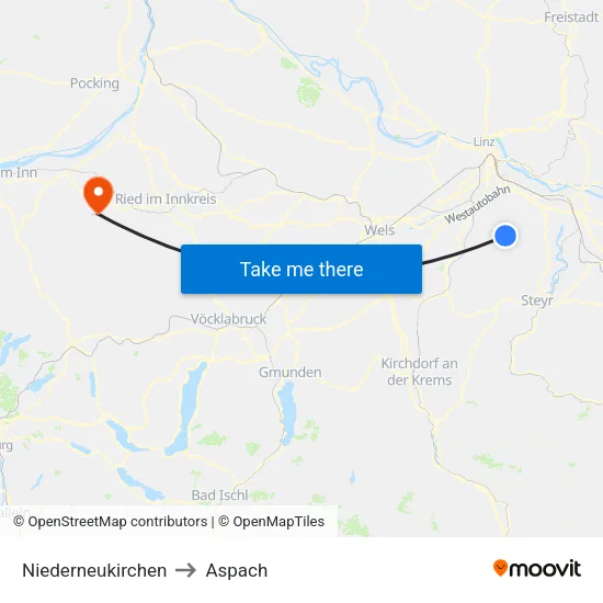 Niederneukirchen to Aspach map