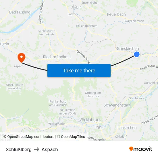 Schlüßlberg to Aspach map