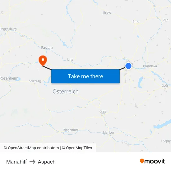 Mariahilf to Aspach map